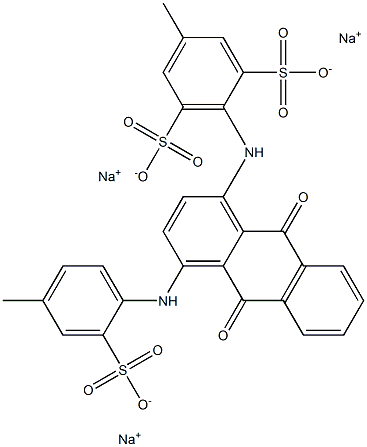 5-Methyl-2-[[4-(4-methyl-2-sulfoanilino)-1-anthraquinonyl]amino]-1,3-benzenedisulfonic acid trisodium salt Struktur