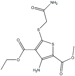 3-Amino-5-[(2-amino-2-oxoethyl)thio]thiophene-2,4-dicarboxylic acid 4-ethyl 2-methyl ester Struktur