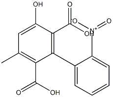 3-Methyl-5-hydroxy-2'-nitro-1,1'-biphenyl-2,6-dicarboxylic acid Struktur