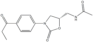 (5S)-5-Acetylaminomethyl-3-[4-propanoylphenyl]oxazolidin-2-one Struktur