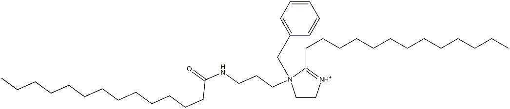 4,5-Dihydro-1-[3-[(1-oxotetradecyl)amino]propyl]-1-(phenylmethyl)-2-tridecylimidazolium Struktur