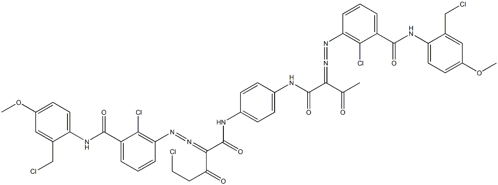 3,3'-[2-(Chloromethyl)-1,4-phenylenebis[iminocarbonyl(acetylmethylene)azo]]bis[N-[2-(chloromethyl)-4-methoxyphenyl]-2-chlorobenzamide] Struktur