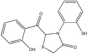 2-(2-Hydroxybenzoyl)-3-(2-mercaptophenyl)thiazolidin-4-one Struktur