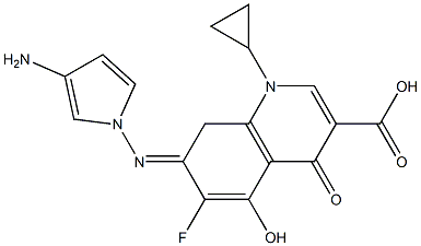 1-Cyclopropyl-4-oxo-5-hydroxy-6-fluoro-7-(3-aminopyrrolizino)-1,4-dihydroquinoline-3-carboxylic acid Struktur