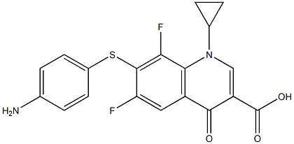 7-(4-Aminophenyl)thio-1-cyclopropyl-6,8-difluoro-1,4-dihydro-4-oxoquinoline-3-carboxylic acid Struktur