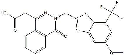 3-[(5-Methoxy-7-trifluoromethyl-2-benzothiazolyl)methyl]-3,4-dihydro-4-oxophthalazine-1-acetic acid Struktur