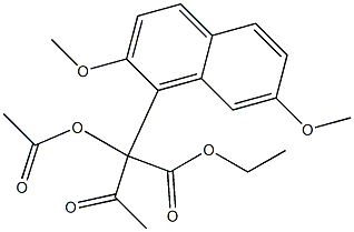 2-(2,7-Dimethoxy-1-naphtyl)-2-acetoxy-3-oxobutyric acid ethyl ester Struktur