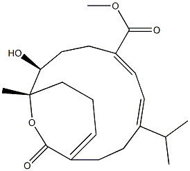 (1S,2S,5Z,7E,11Z)-2-Hydroxy-1-methyl-8-(1-methylethyl)-16-oxo-15-oxabicyclo[9.3.2]hexadeca-5,7,11-triene-5-carboxylic acid methyl ester Struktur