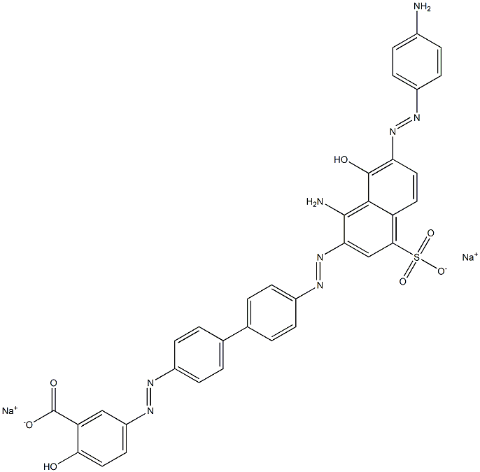 5-[[4'-[[1-Amino-7-[(4-aminophenyl)azo]-8-hydroxy-4-sulfo-2-naphtyl]azo]-1,1'-biphenyl-4-yl]azo]-2-hydroxybenzoic acid disodium salt Struktur