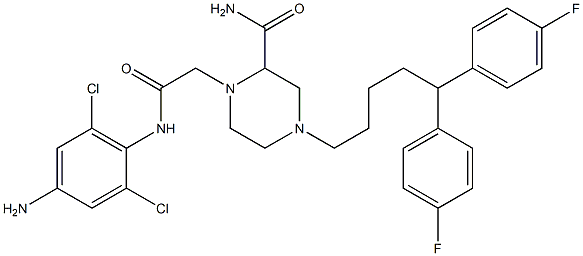 N-(4-Amino-2,6-dichlorophenyl)-2-[2-aminocarbonyl-4-[5,5-bis(4-fluorophenyl)pentyl]-1-piperazinyl]acetamide Struktur