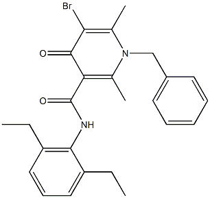 N-(2,6-Diethylphenyl)-1,4-dihydro-2,6-dimethyl-5-bromo-4-oxo-1-benzyl-3-pyridinecarboxamide Struktur