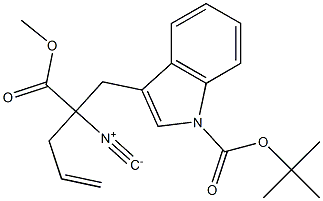 2-[(1-tert-Butyloxycarbonyl-1H-indol-3-yl)methyl]-2-isocyano-4-pentenoic acid methyl ester Struktur