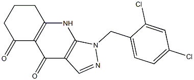 1-(2,4-Dichlorobenzyl)-6,7,8,9-tetrahydro-4H-pyrazolo[3,4-b]quinoline-4,5(1H)-dione Struktur