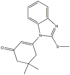 5,5-Dimethyl-3-[2-(methylthio)-1H-benzimidazol-1-yl]-2-cyclohexen-1-one Struktur