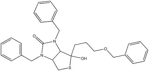 2,4-Dibenzyl-6-(3-benzyloxypropyl)-6-hydroxy-7-thia-2,4-diazabicyclo[3.3.0]octan-3-one Struktur