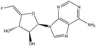 9-[[(2R,3R,4S,5E)-5-Fluoromethylene-3,4-dihydroxyoxolane]-2-yl]-9H-purin-6-amine Struktur