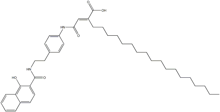 2-[[4-[2-[(1-Hydroxy-2-naphtyl)carbonylamino]ethyl]phenyl]aminocarbonylmethylene]icosanoic acid Struktur