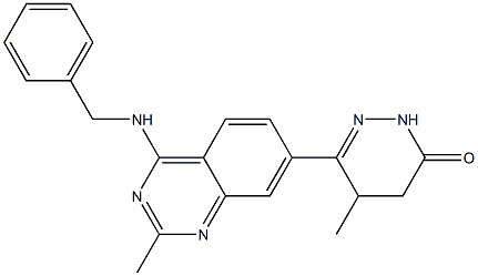 4,5-Dihydro-5-methyl-6-(2-methyl-4-benzylaminoquinazolin-7-yl)pyridazin-3(2H)-one Struktur