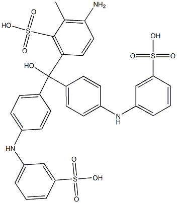 6-[Bis[4-(3-sulfophenylamino)phenyl]hydroxymethyl]-3-amino-2-methylbenzenesulfonic acid Struktur