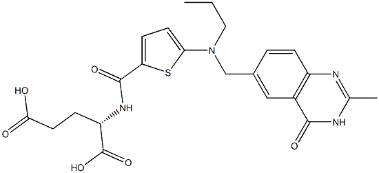 (2S)-2-[5-[N-Propyl-N-[[(3,4-dihydro-2-methyl-4-oxoquinazolin)-6-yl]methyl]amino]-2-thienylcarbonylamino]glutaric acid Struktur