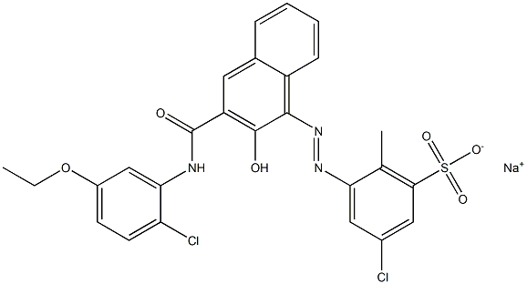 3-Chloro-6-methyl-5-[[3-[[(2-chloro-5-ethoxyphenyl)amino]carbonyl]-2-hydroxy-1-naphtyl]azo]benzenesulfonic acid sodium salt Struktur