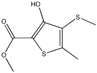 3-Hydroxy-5-methyl-4-methylthiothiophene-2-carboxylic acid methyl ester Struktur