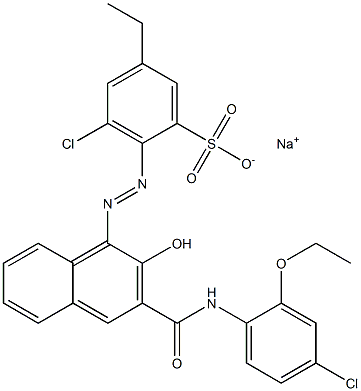 3-Chloro-5-ethyl-2-[[3-[[(4-chloro-2-ethoxyphenyl)amino]carbonyl]-2-hydroxy-1-naphtyl]azo]benzenesulfonic acid sodium salt Struktur