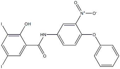 2-Hydroxy-3,5-diiodo-N-[4-phenoxy-3-nitrophenyl]benzamide Struktur