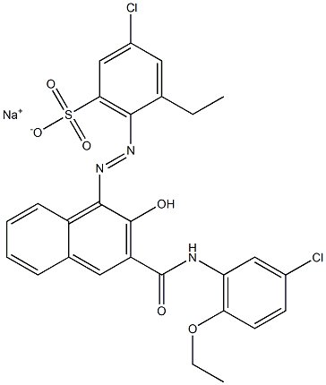 3-Chloro-5-ethyl-6-[[3-[[(3-chloro-6-ethoxyphenyl)amino]carbonyl]-2-hydroxy-1-naphtyl]azo]benzenesulfonic acid sodium salt Struktur