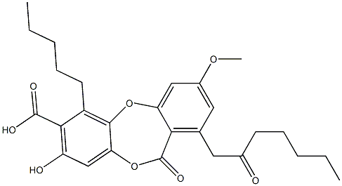 8-Hydroxy-3-methoxy-11-oxo-1-(2-oxoheptyl)-6-pentyl-11H-dibenzo[b,e][1,4]dioxepin-7-carboxylic acid Struktur