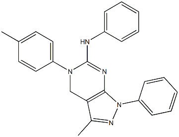 5-(p-Tolyl)-6-anilino-3-methyl-1-phenyl-4,5-dihydro-1H-pyrazolo[3,4-d]pyrimidine Struktur