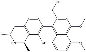 (1R,3R)-1,3-Dimethyl-7-[2-(hydroxymethyl)-4,5-dimethoxy-1-naphtyl]-8-hydroxy-1,2,3,4-tetrahydroisoquinoline Structure