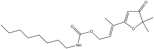 N-Octylcarbamic acid (E)-3-[(4,5-dihydro-5,5-dimethyl-4-oxofuran)-2-yl]-2-butenyl ester Struktur