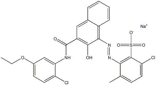 2-Chloro-5-methyl-6-[[3-[[(2-chloro-5-ethoxyphenyl)amino]carbonyl]-2-hydroxy-1-naphtyl]azo]benzenesulfonic acid sodium salt Struktur