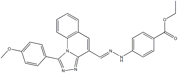 4-[2-[[1-(4-Methoxyphenyl)[1,2,4]triazolo[4,3-a]quinolin-4-yl]methylene]hydrazino]benzoic acid ethyl ester Struktur