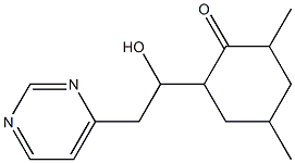 4-[2-Hydroxy-2-(3,5-dimethyl-2-oxocyclohexyl)ethyl]pyrimidine Struktur