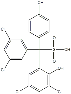 (3,5-Dichlorophenyl)(3,5-dichloro-2-hydroxyphenyl)(4-hydroxyphenyl)methanesulfonic acid Struktur