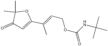 N-tert-Butylcarbamic acid (E)-3-[(4,5-dihydro-5,5-dimethyl-4-oxofuran)-2-yl]-2-butenyl ester Struktur