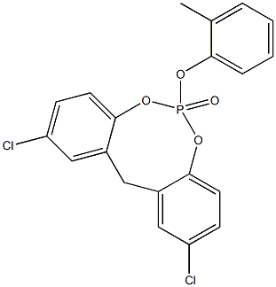 2,10-Dichloro-6-(2-methylphenoxy)-12H-dibenzo[d,g][1,3,2]dioxaphosphocin 6-oxide Struktur