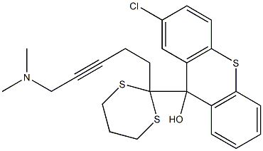 2-Chloro-9-[2-[5-dimethylamino-3-pentynyl]-1,3-dithian-2-yl]-9H-thioxanthen-9-ol Struktur