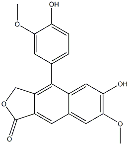 4-(4-Hydroxy-3-methoxyphenyl)-6-hydroxy-7-methoxynaphtho[2,3-c]furan-1(3H)-one Struktur