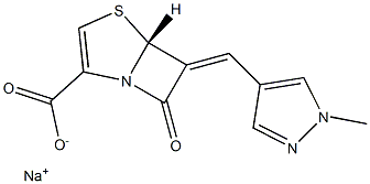 (5R)-7-Oxo-6-[(1-methyl-1H-pyrazol-4-yl)methylene]-4-thia-1-azabicyclo[3.2.0]hept-2-ene-2-carboxylic acid sodium salt Struktur