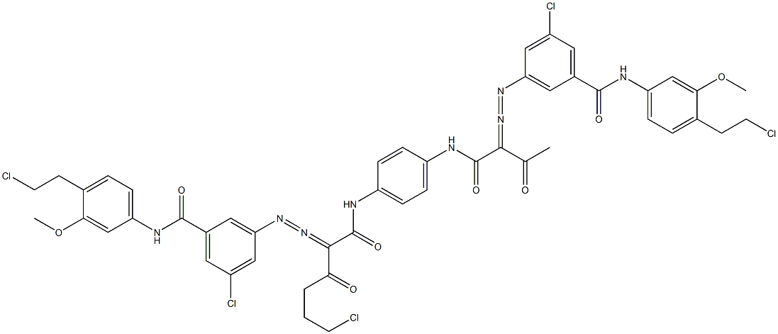 3,3'-[2-(2-Chloroethyl)-1,4-phenylenebis[iminocarbonyl(acetylmethylene)azo]]bis[N-[4-(2-chloroethyl)-3-methoxyphenyl]-5-chlorobenzamide] Struktur