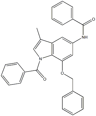 1-Benzoyl-7-benzyloxy-3-methyl-5-benzoylamino-1H-indole Struktur