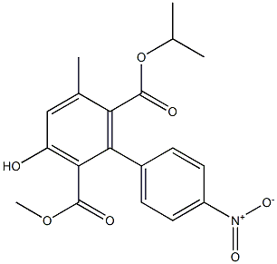 3-Hydroxy-5-methyl-4'-nitro-1,1'-biphenyl-2,6-dicarboxylic acid 2-methyl 6-isopropyl ester Struktur