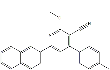 4-(p-Tolyl)-6-(2-naphtyl)-2-ethoxypyridine-3-carbonitrile Struktur