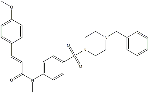 N-Methyl-4-methoxy-N-[4-[4-benzyl-1-piperazinylsulfonyl]phenyl]-trans-cinnamamide Struktur