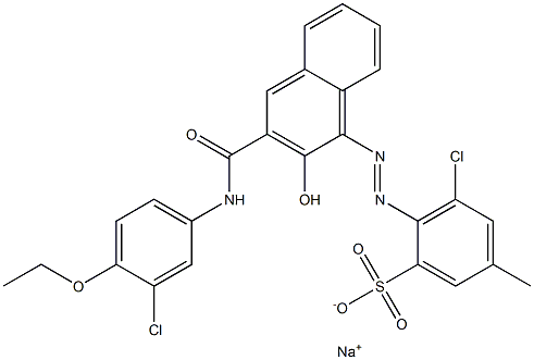 3-Chloro-5-methyl-2-[[3-[[(3-chloro-4-ethoxyphenyl)amino]carbonyl]-2-hydroxy-1-naphtyl]azo]benzenesulfonic acid sodium salt Struktur