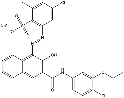 4-Chloro-2-methyl-6-[[3-[[(4-chloro-3-ethoxyphenyl)amino]carbonyl]-2-hydroxy-1-naphtyl]azo]benzenesulfonic acid sodium salt Struktur