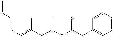 Phenylacetic acid 1,3-dimethyl-3,7-octadienyl ester Struktur